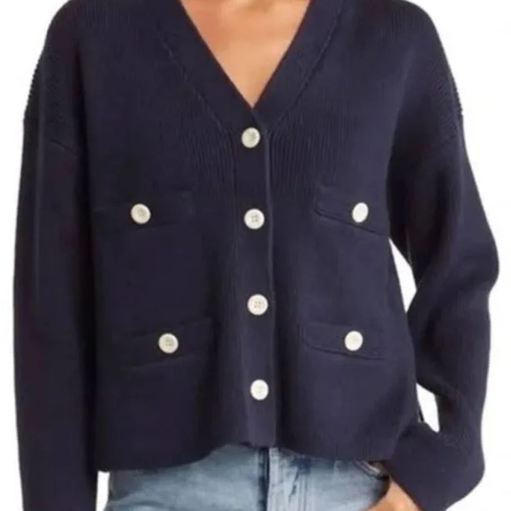 NWOT ALEX MILL Jo Ribbed Cardigan In Navy (Size S)